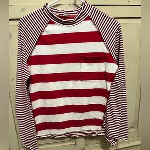 Red and white striped long sleeve shirt